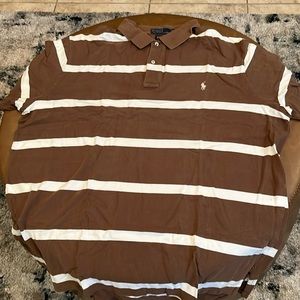 Brown and white polo